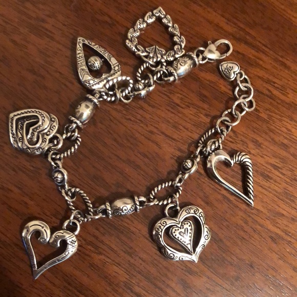 Brighton vintage hanging heart charm bracelet and matching earrings - Picture 12 of 12